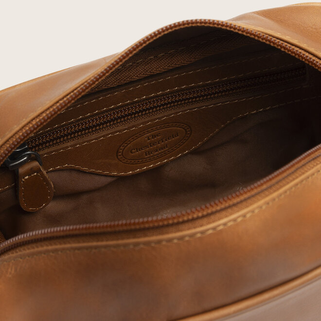 Compacte Leren Toilettas Tavira | Cognac