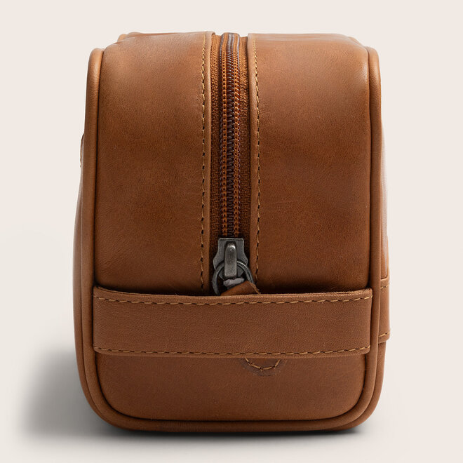 Compacte Leren Toilettas Tavira | Cognac