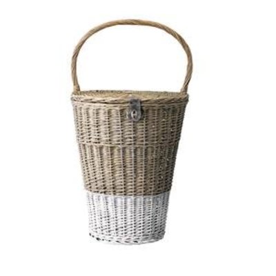 Bloomingville Basket with handle, nature/White