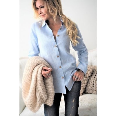 Bypias Boyfriend Linen Shirt,Oxford blue, Größe S