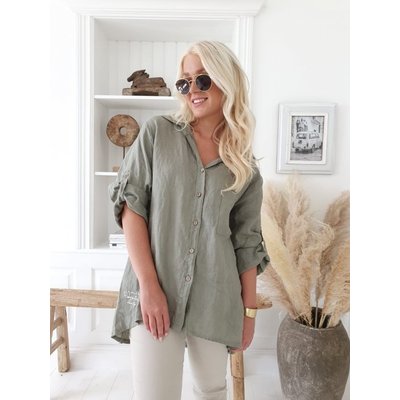 Bypias Chill out Linen Shirt, olive, Größe 1