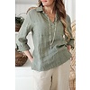 Bypias Shaggy Linen Shirt, Olive, Größe 1 von Bypias