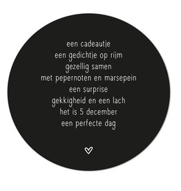 Zoedt Muurcirkel (binnen) zwart Sinterklaas gedicht - 20cm