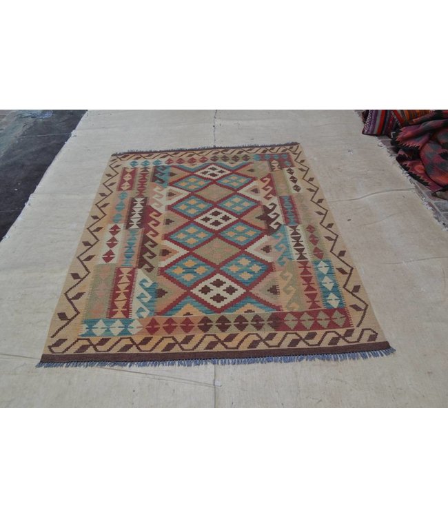 Hand Woven Afghan Wool Kilim Area Rug 200x152 cm