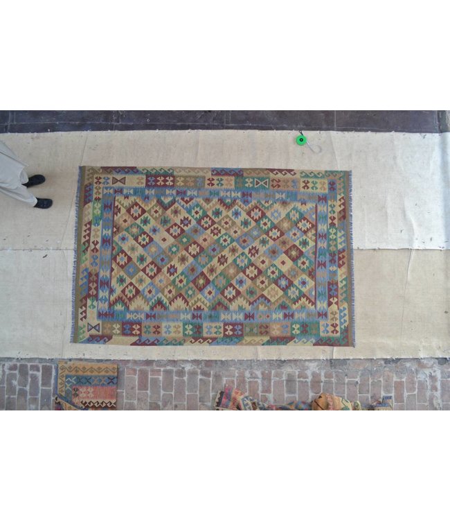307x200 cm Handgewebte Orientalisch Wolle Kelim Teppich