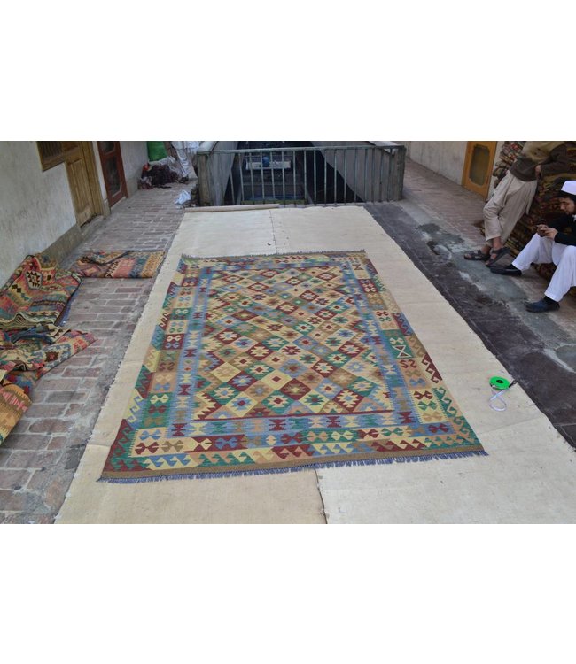 307x200 cm Hand Woven Afghan Wool Kilim Area Rug