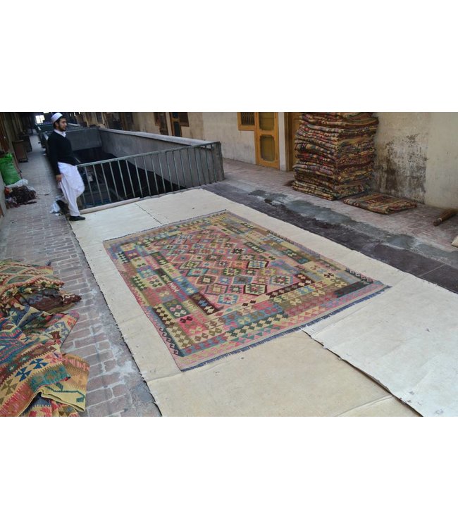 311x197 cm Hand Woven Afghan Wool Kilim Area Rug