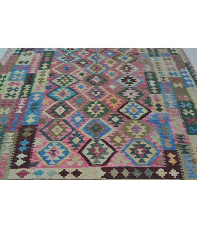 311x197 cm Handgewebte Orientalisch Wolle Kelim Teppich