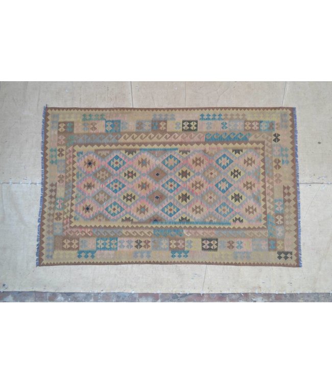 308x192 cm Hand Woven Afghan Wool Kilim Area Rug