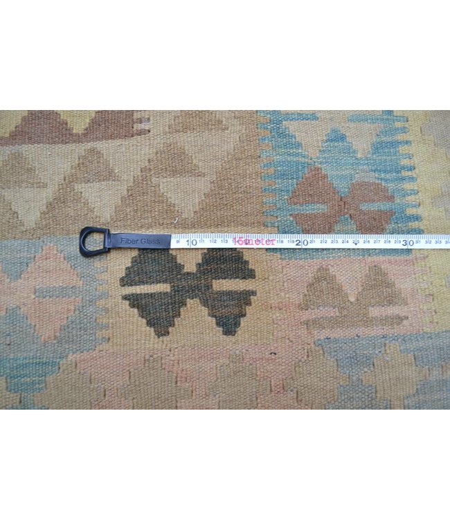 308x192 cm Handgemaakt Oosters Kelim Wol Vloerkleed