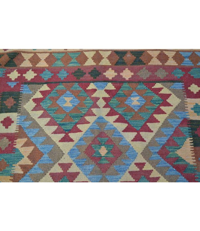 200x153 cm Hand Woven Afghan Wool Kilim Area Rug