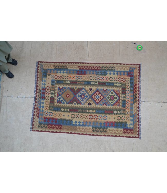 208x147 cm Handgewebte Orientalisch Wolle Kelim Teppich