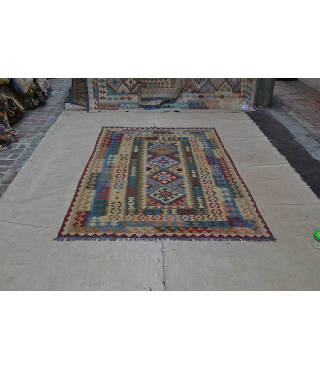 208x147 cm Handgewebte Orientalisch Wolle Kelim Teppich