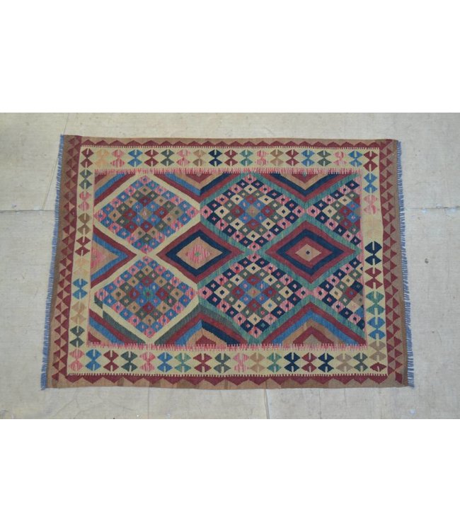 204x150 cm Handgewebte Orientalisch Wolle Kelim Teppich