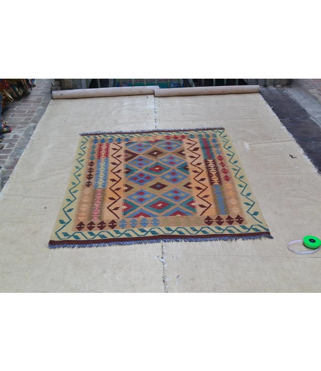 205x150 cm Handgemaakt Oosters Kelim Wol Vloerkleed