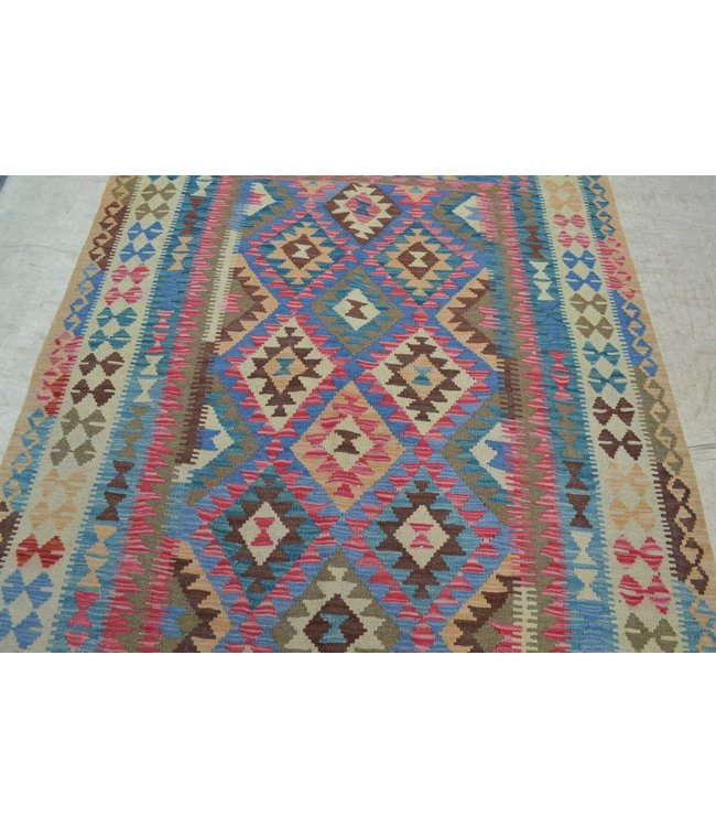 194x147 cm Handgewebte Orientalisch Wolle Kelim Teppich