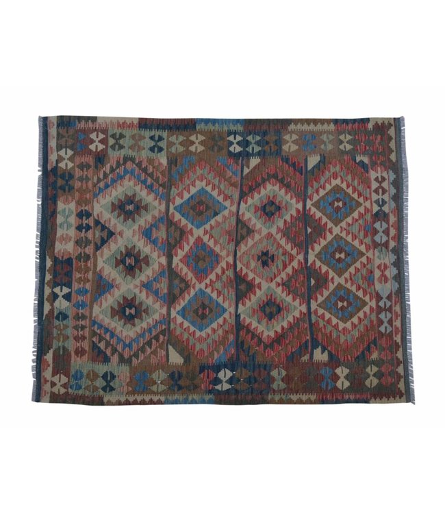 202x159 cm Handgewebte Orientalisch Wolle Kelim Teppich