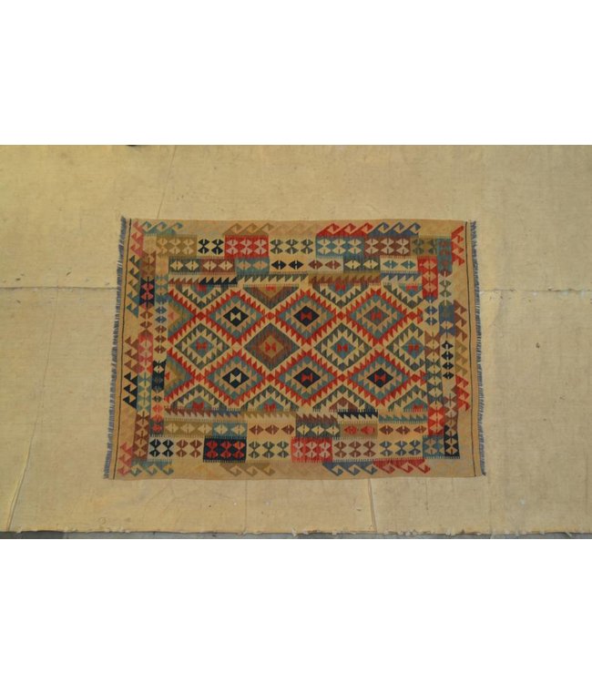 203x149 cm Handgewebte Orientalisch Wolle Kelim Teppich