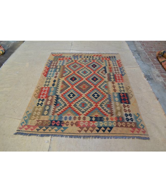 203x149 cm Hand Woven Afghan Wool Kilim Area Rug