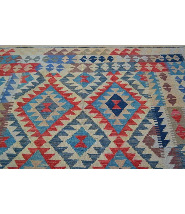 203x149 cm Handgemaakt Oosters Kelim Wol Vloerkleed