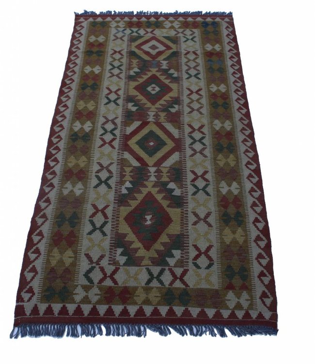 Handgewebte Orientalisch Wolle Kelim Teppich 211x101 cm