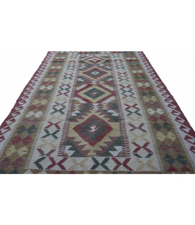 Handgemaakt Oosters Kelim Wol Tapijt 211x101 cm