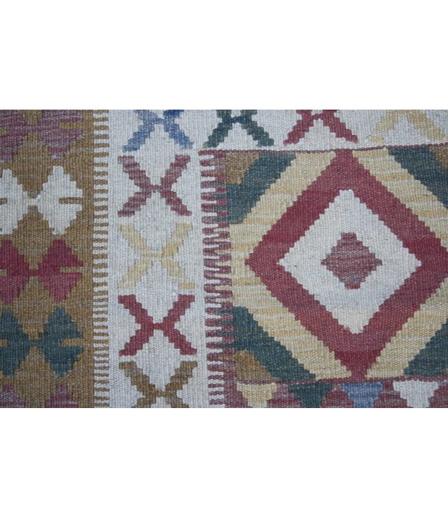 Hand Woven Afghan Wool Kilim Area Rug 211x101 cm
