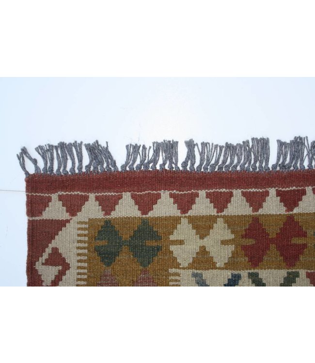 Hand Woven Afghan Wool Kilim Area Rug 211x101 cm
