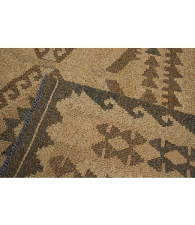Hand Woven Brown Wool Kilim Area Rug 300x200 cm