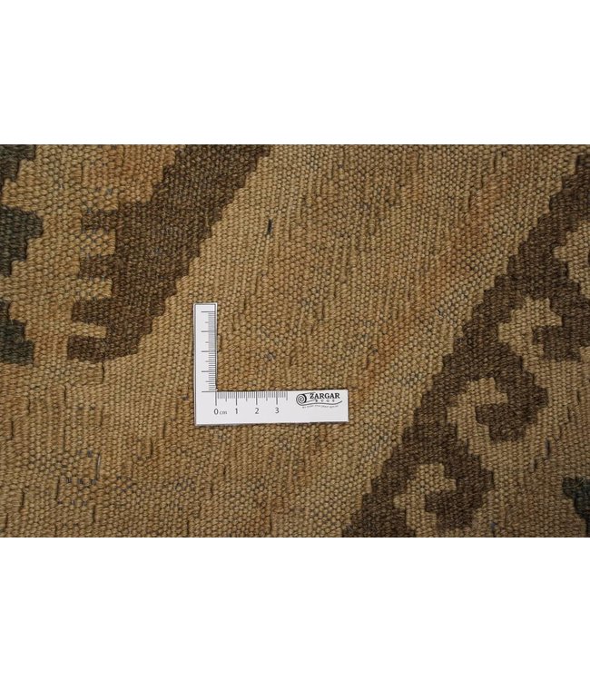 Hand Woven Brown Wool Kilim Area Rug 300x200 cm