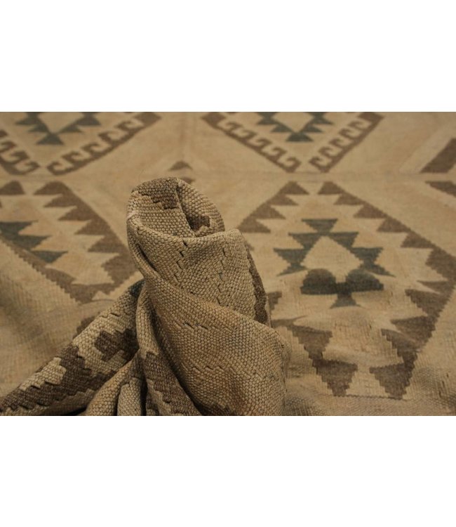 Hand Woven Brown Wool Kilim Area Rug 300x200 cm