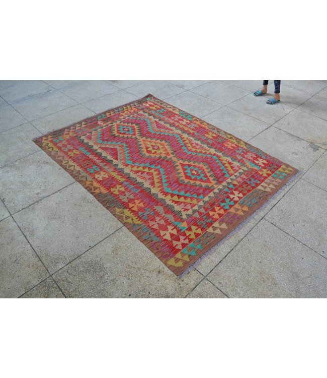 Handgewebte Orientalisch Wolle Kelim Teppich 200x153 cm