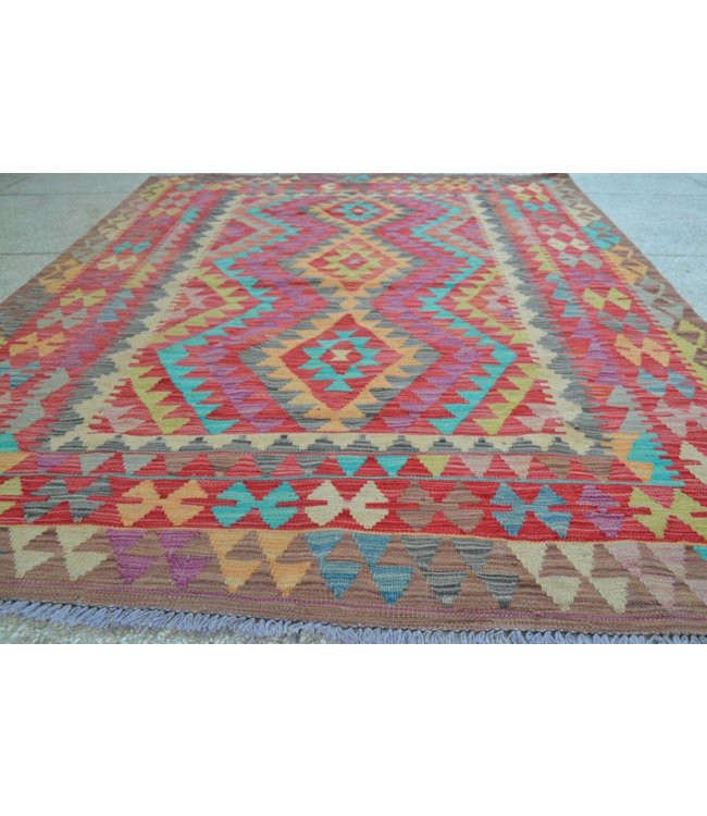 Hand Woven Afghan Wool Kilim Area Rug 200x153 cm