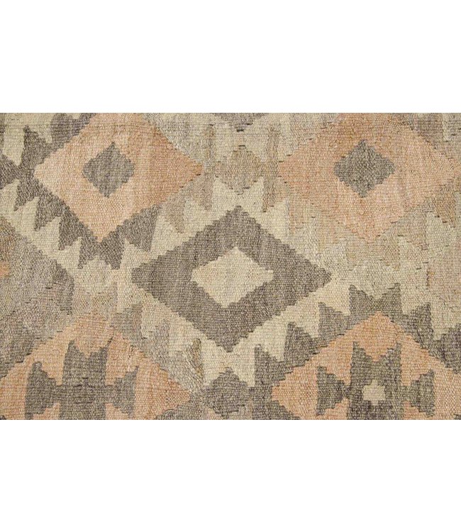 Hand Woven Brown Wool Kilim Area Rug 297x191 cm