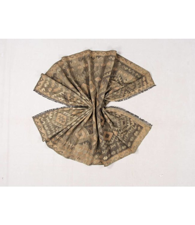 Handgewebte Braun Wolle Kelim Teppich 297x191 cm