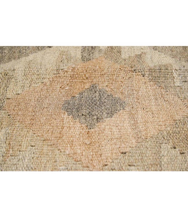 Hand Woven Brown Wool Kilim Area Rug 297x191 cm