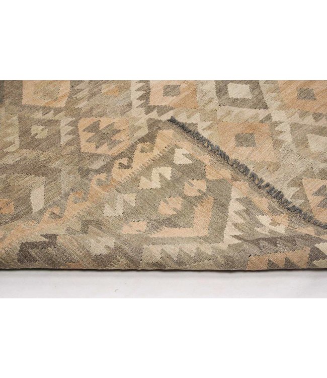Handgewebte Braun Wolle Kelim Teppich 297x191 cm