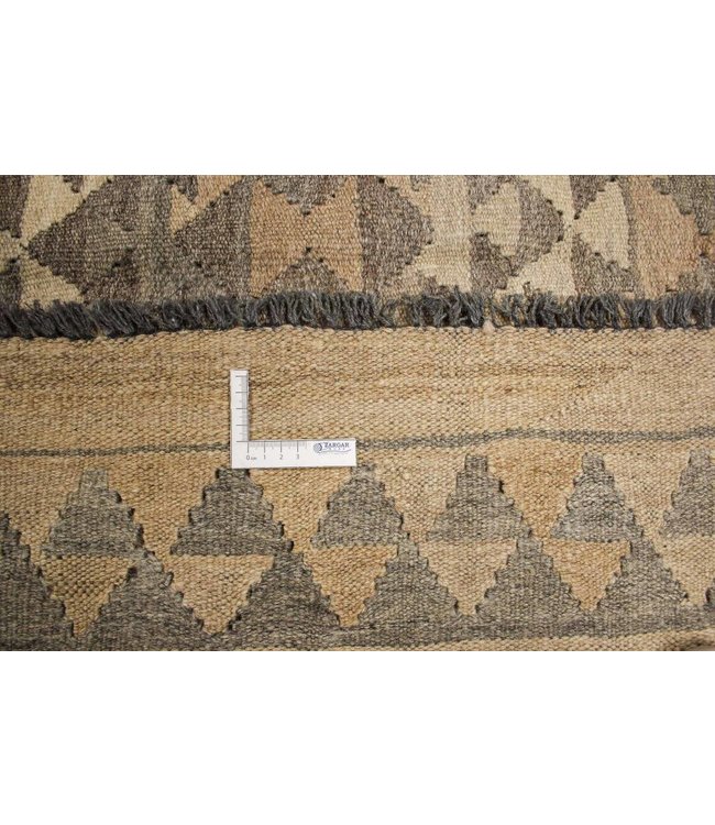 Handgewebte Braun Wolle Kelim Teppich 294x205 cm