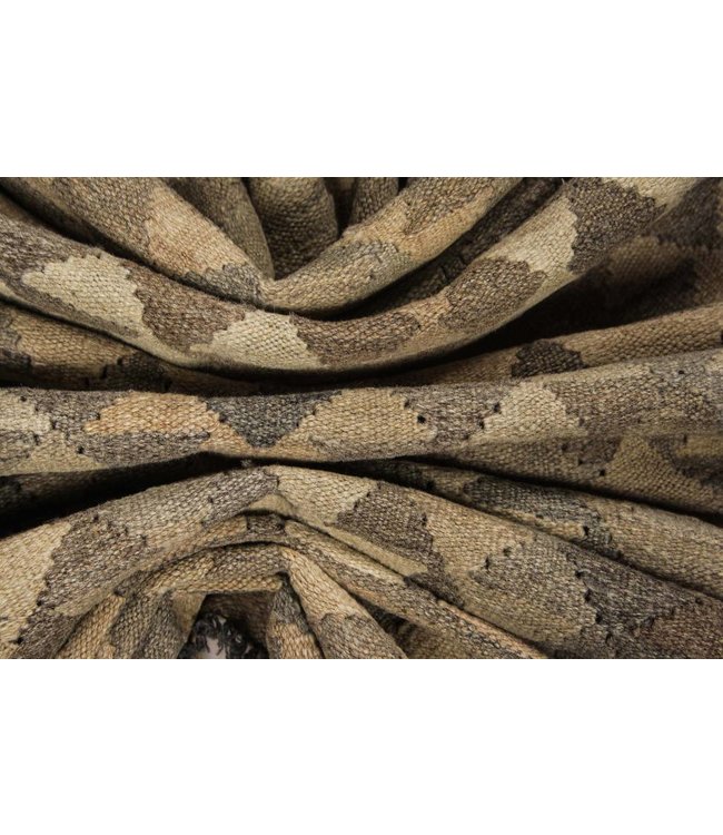 Handgewebte Braun Wolle Kelim Teppich 294x205 cm