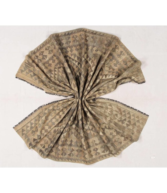 Handgewebte Braun Wolle Kelim Teppich 294x205 cm