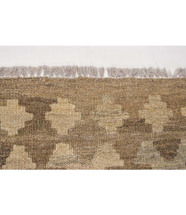 Handgewebte Braun Wolle Kelim Teppich 304x201 cm