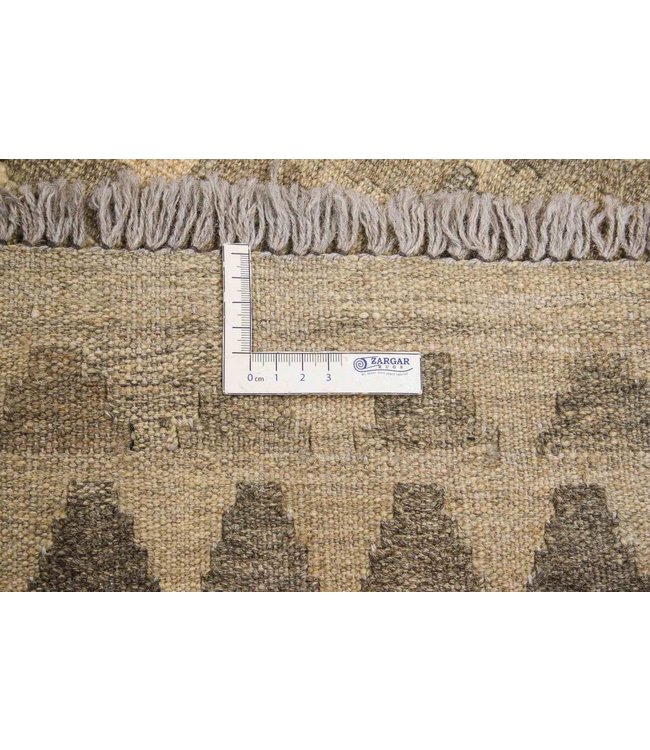 Hand Woven Brown Wool Kilim Area Rug 290x207 cm