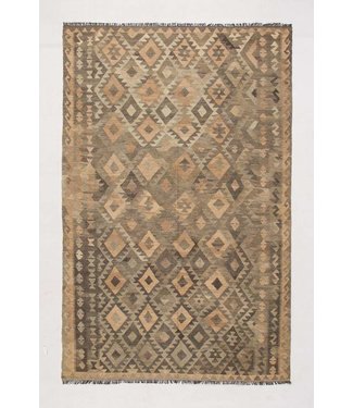 Hand Woven Brown Wool Kilim Area Rug 297x191 cm Hand Woven Brown Wool Kilim Area Rug 297x191 cm