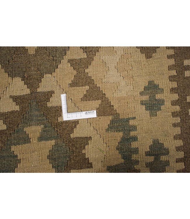 Handgewebte Braun Wolle Kelim Teppich 300x190 cm
