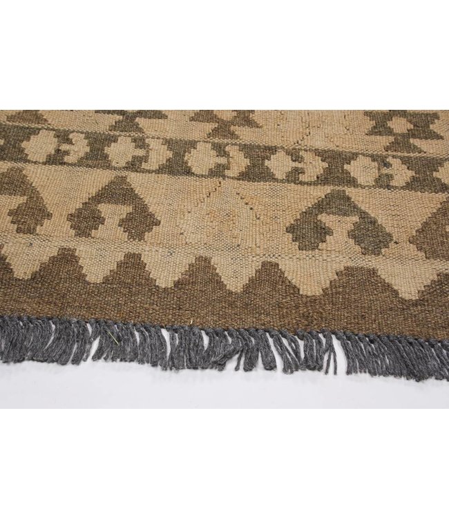 Hand Woven Brown Wool Kilim Area Rug 295x192 cm
