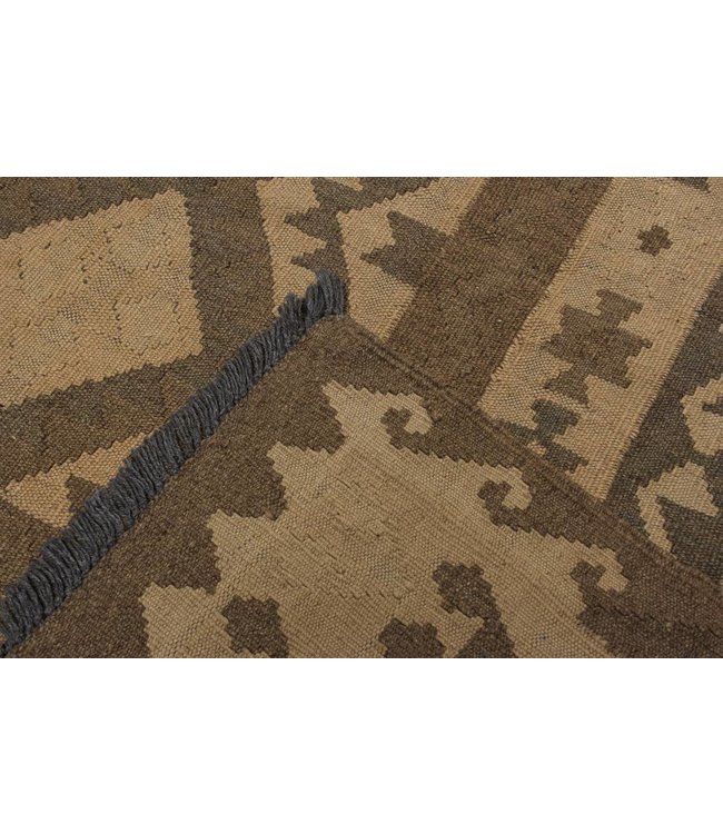 Handgewebte Braun Wolle Kelim Teppich 295x192 cm