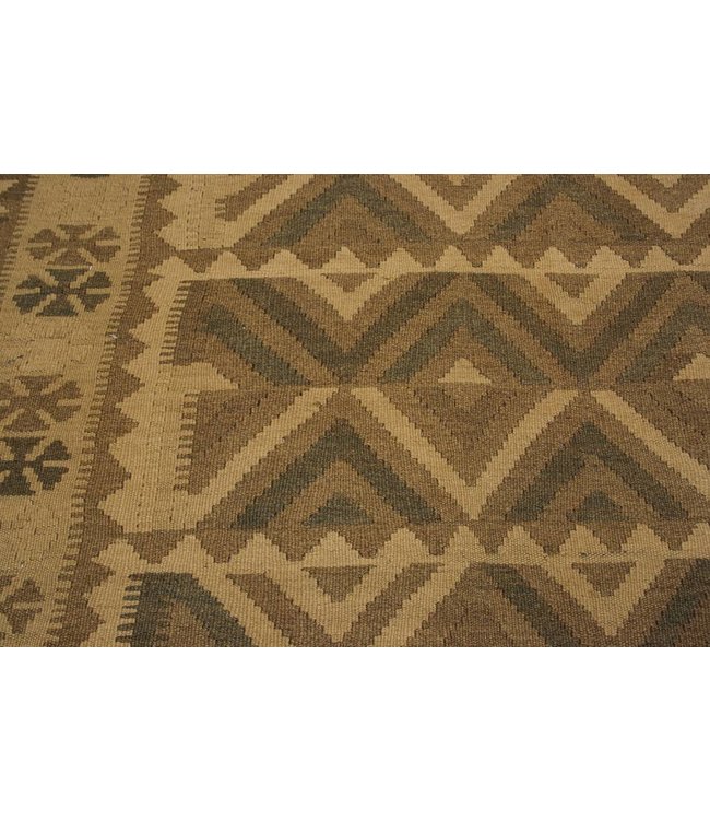 Hand Woven Brown Wool Kilim Area Rug 300x190 cm