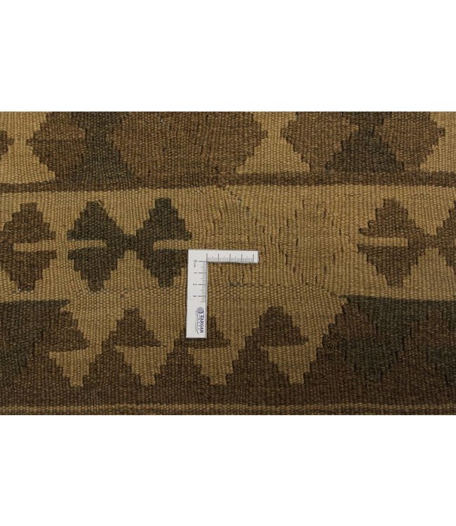 Hand Woven Brown Wool Kilim Area Rug 300x190 cm