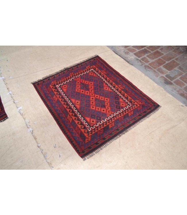 Hand Woven Afghan Wool Kilim Area Rug106 x 94 cm