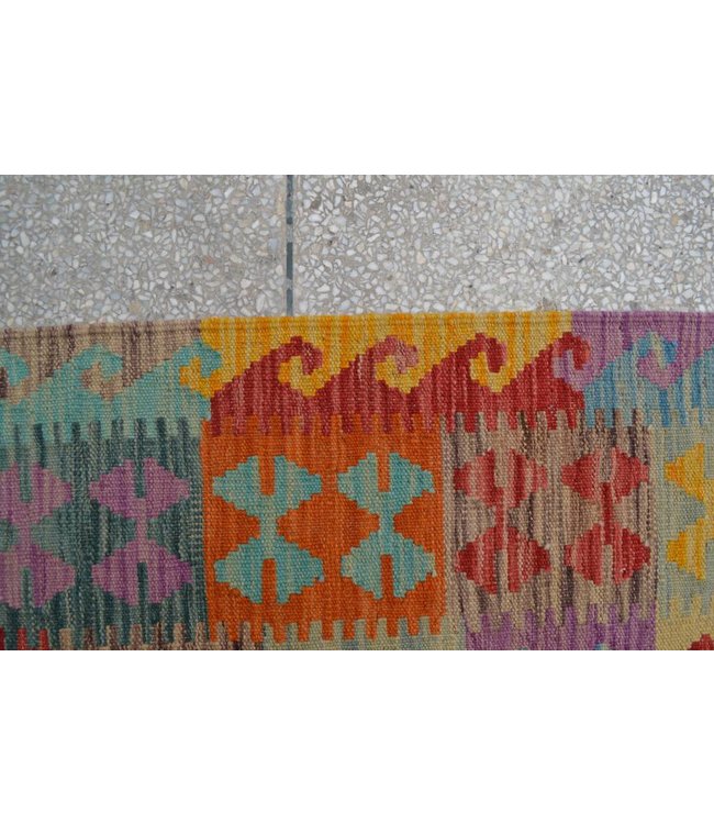 Handgemaakt Oosters Kelim Wol Vloerkleed 253x179cm